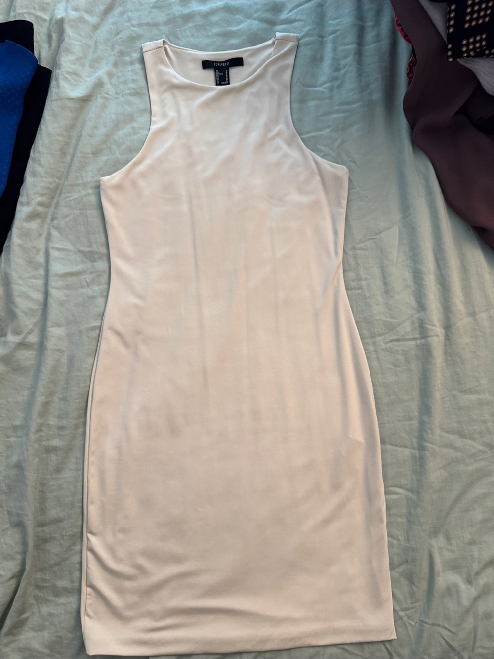 Forever 21 Cream High-Neck Bodycon Mini Dress